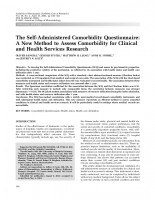 The Self-Administered Comorbidity Questionnaire: A New Method to Assess Comorbidity for Clinical and Health Services Research 