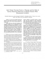 Anti–Tumor Necrosis Factor  Therapy and the Risk of Serious Bacterial Infections in Elderly Patients With Rheumatoid Arthritis 