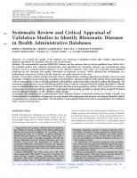 Systematic Review and Critical Appraisal of Validation Studies to Identify Rheumatic Diseases in Health Administrative Databases 